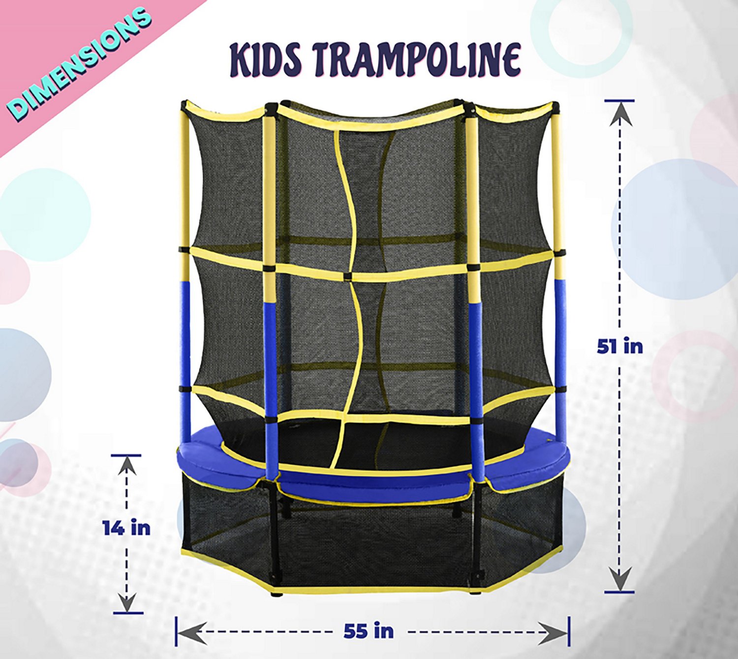 Machrus Upper Bounce 55 in Kiddy Round Trampoline and Enclosure                                                                  - view number 2