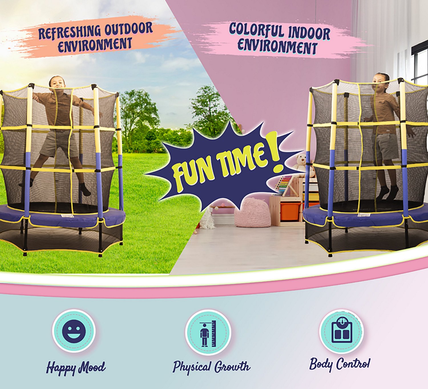 Machrus Upper Bounce 55 in Kiddy Round Trampoline and Enclosure                                                                  - view number 6