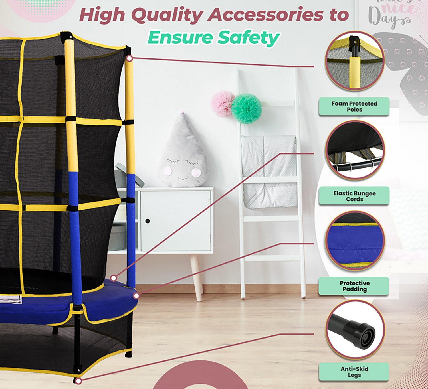 Machrus Upper Bounce 55 in Kiddy Round Trampoline and Enclosure                                                                  - view number 5