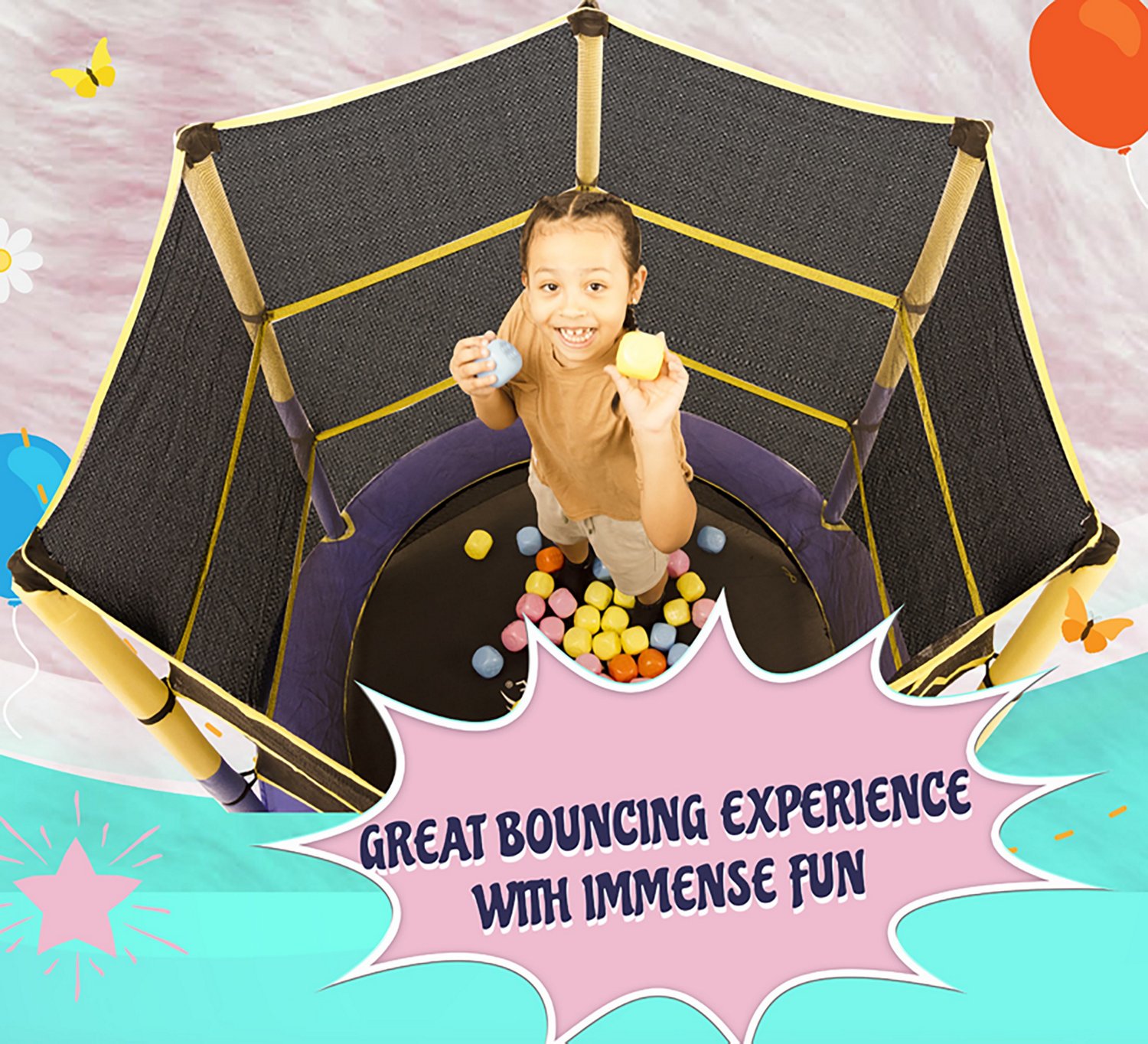 Machrus Upper Bounce 55 in Kiddy Round Trampoline and Enclosure                                                                  - view number 7