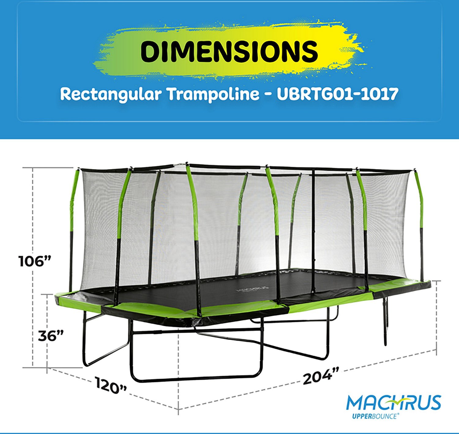 Machrus Upper Bounce Mega Gymnastics Style 10 ft x 17 ft Rectangle Trampoline - view number 2