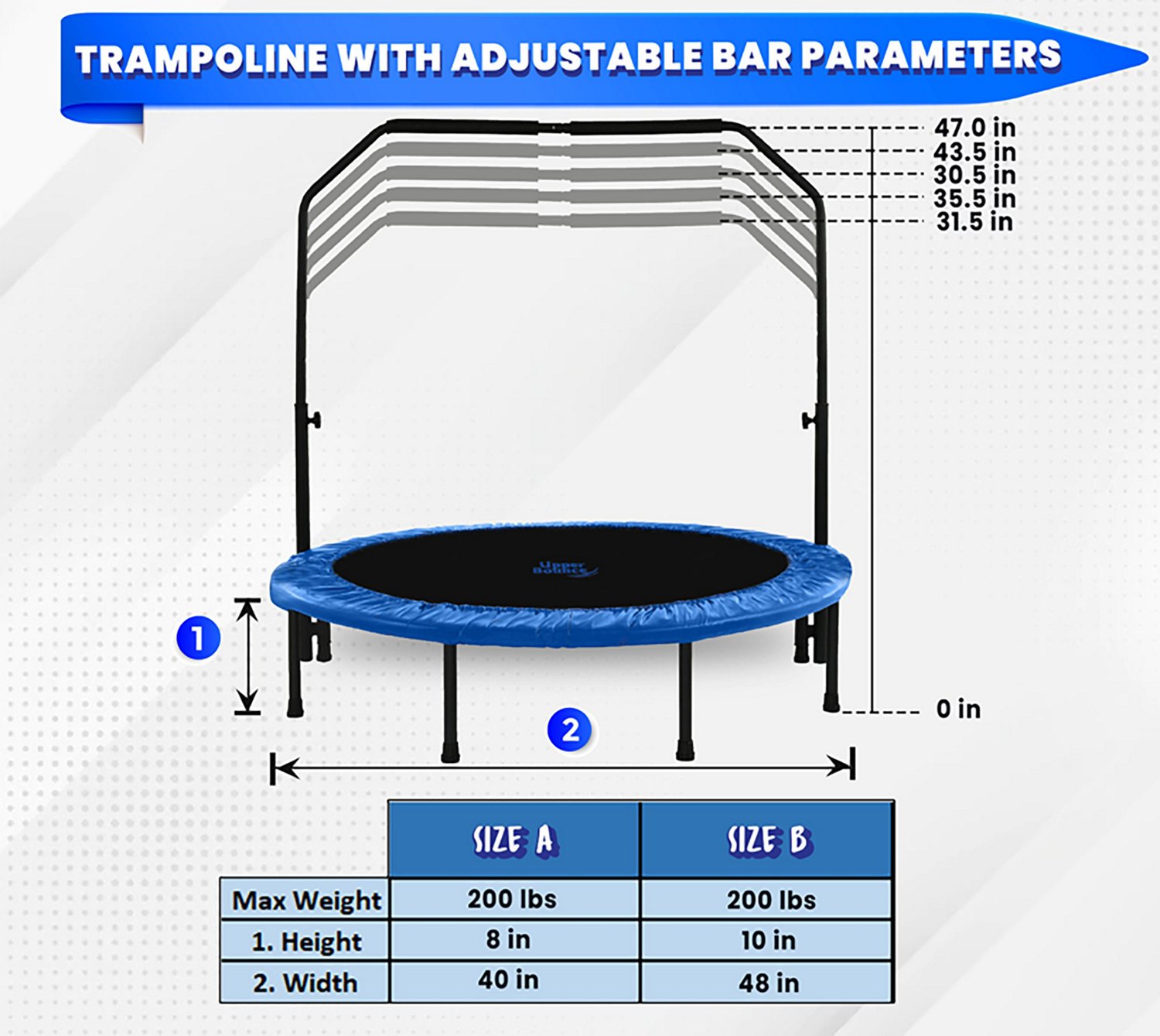 Machrus Upper Bounce 40 in Mini In/Out Round Trampoline with Bar                                                                 - view number 2