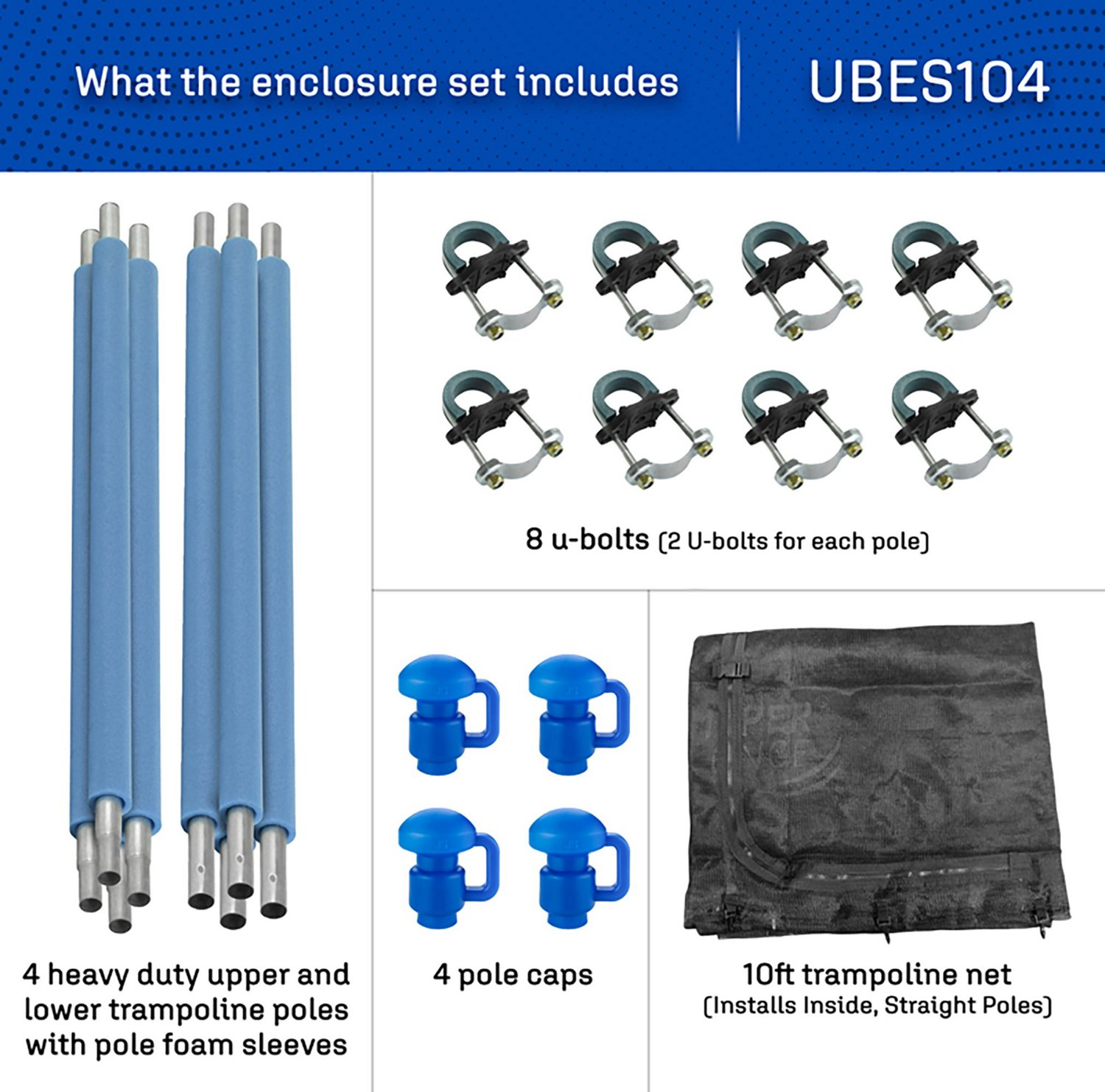 Machrus Upper Bounce 10 ft Round Trampoline 4 Pole Enclosure Set                                                                 - view number 2