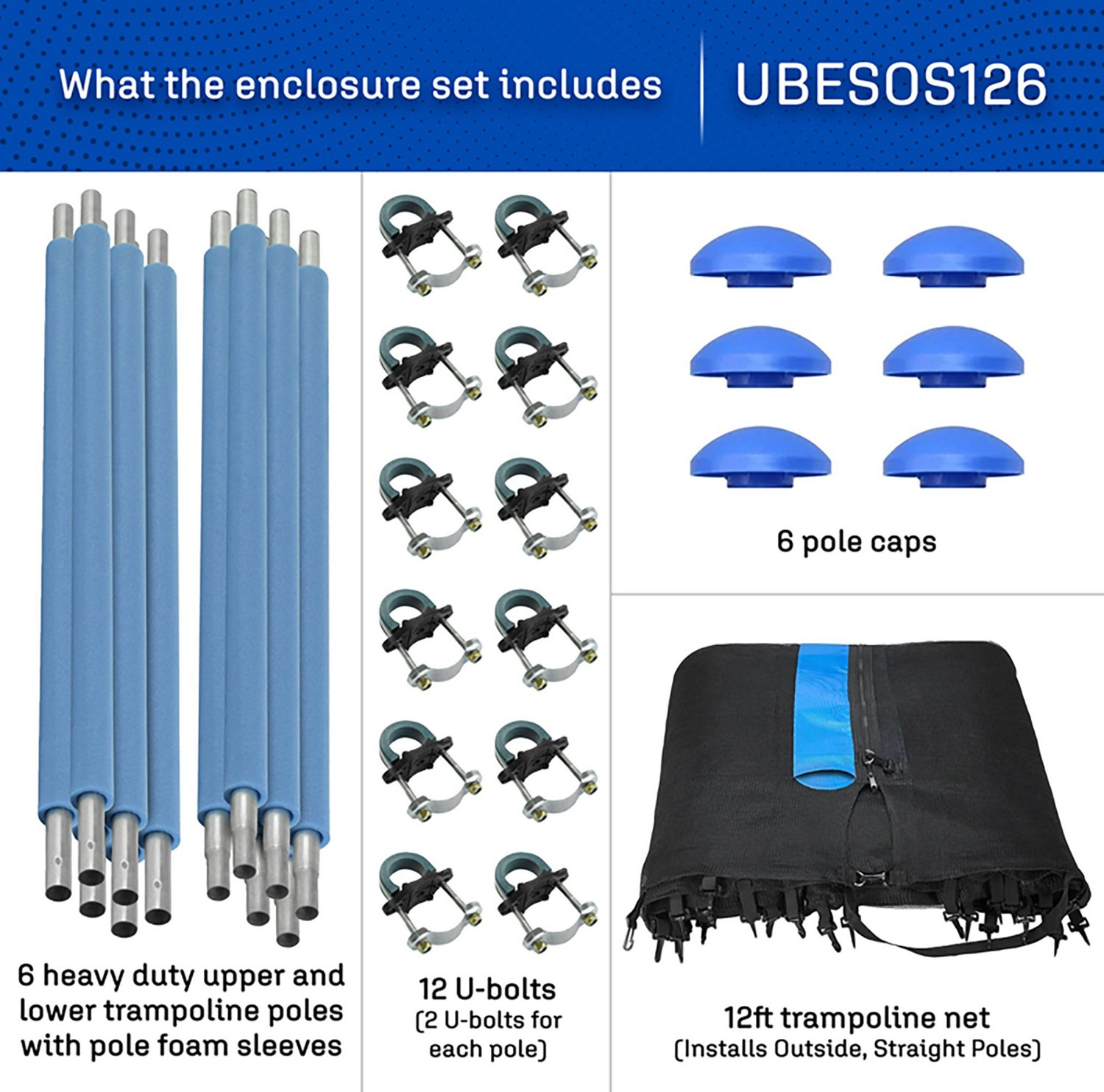 Machrus Upper Bounce 12 ft Round Trampoline OSF 6-Pole Enclosure Set - view number 2