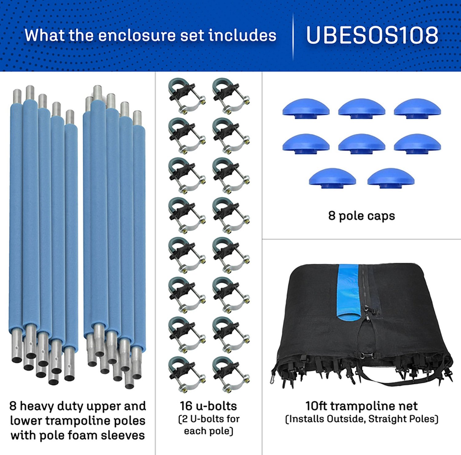 Machrus Upper Bounce 10 ft Round Trampoline Enclosure System with 8 Poles - view number 2