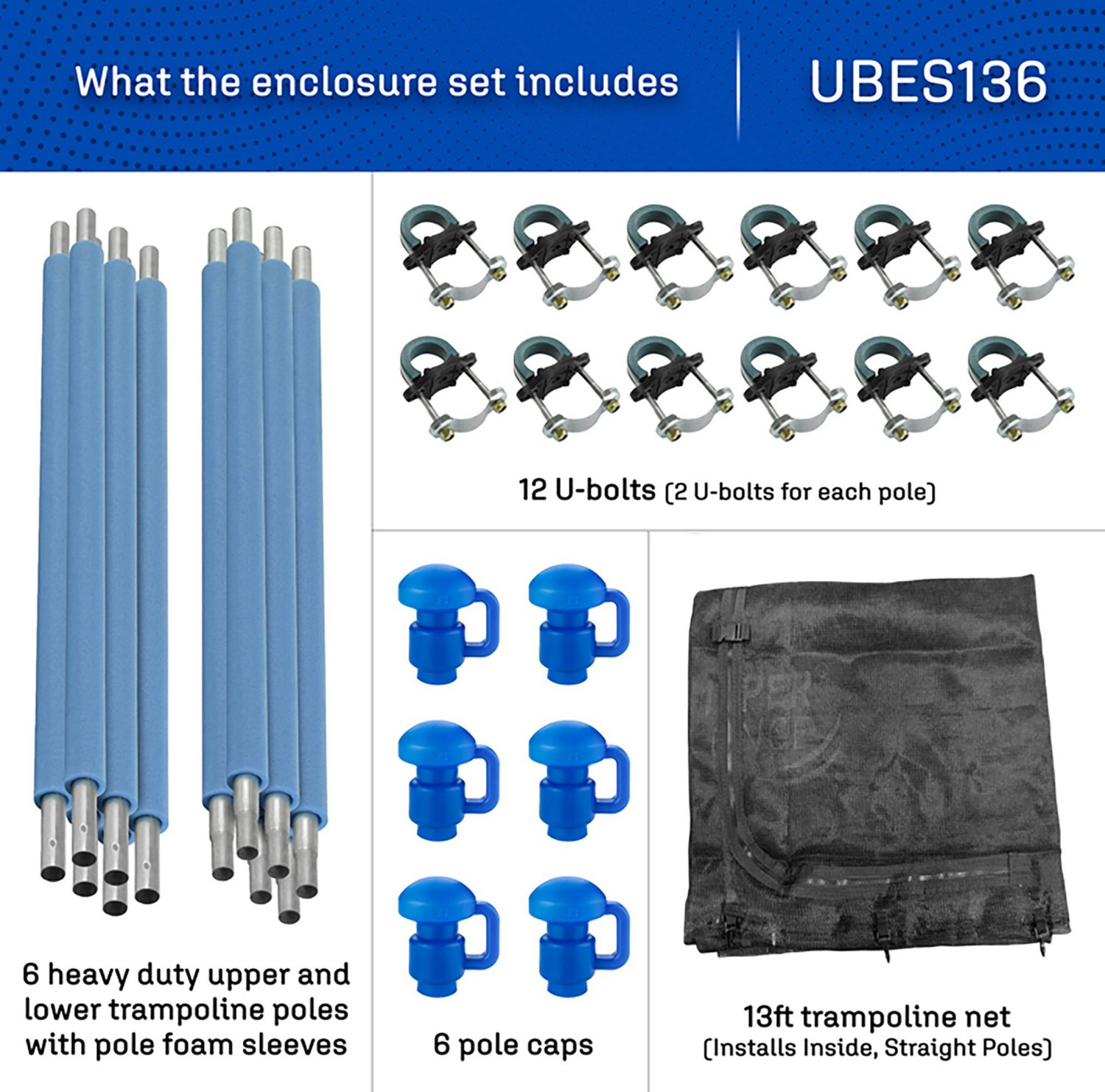 Machrus Upper Bounce 13 ft Round Trampoline Enclosure Set with 6 Poles - view number 2