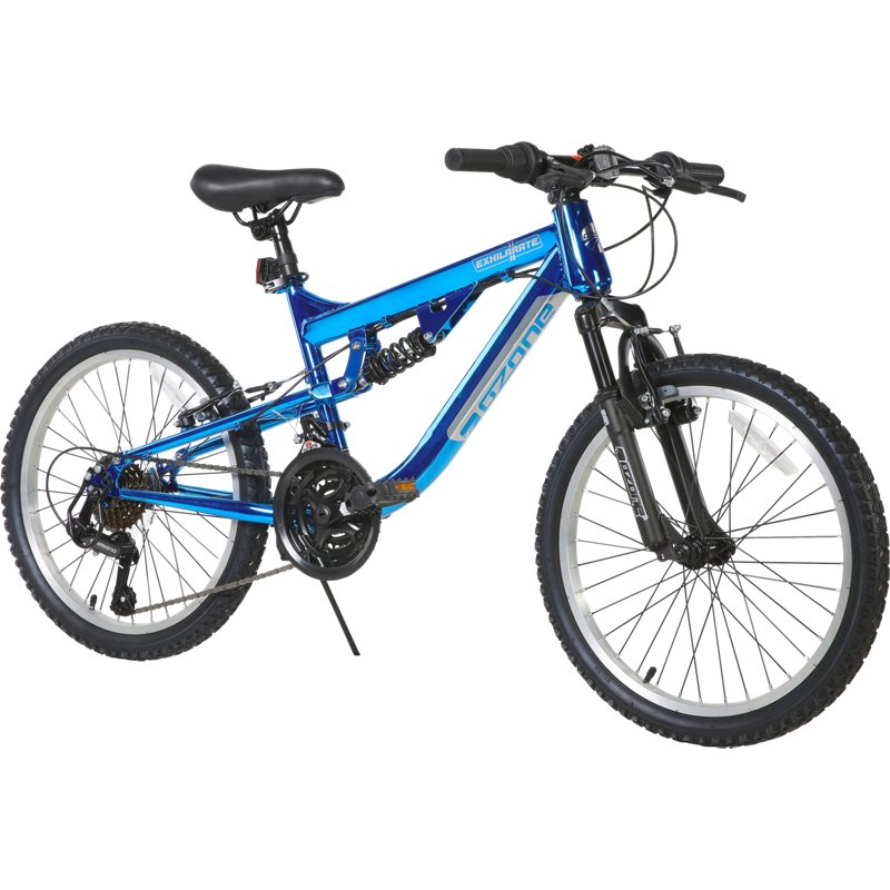 Ozone 500 Boys' Exhilarate 20 in 18-Speed Mountain Bike Blue Chrome - Boys Bikes at Academy Sports