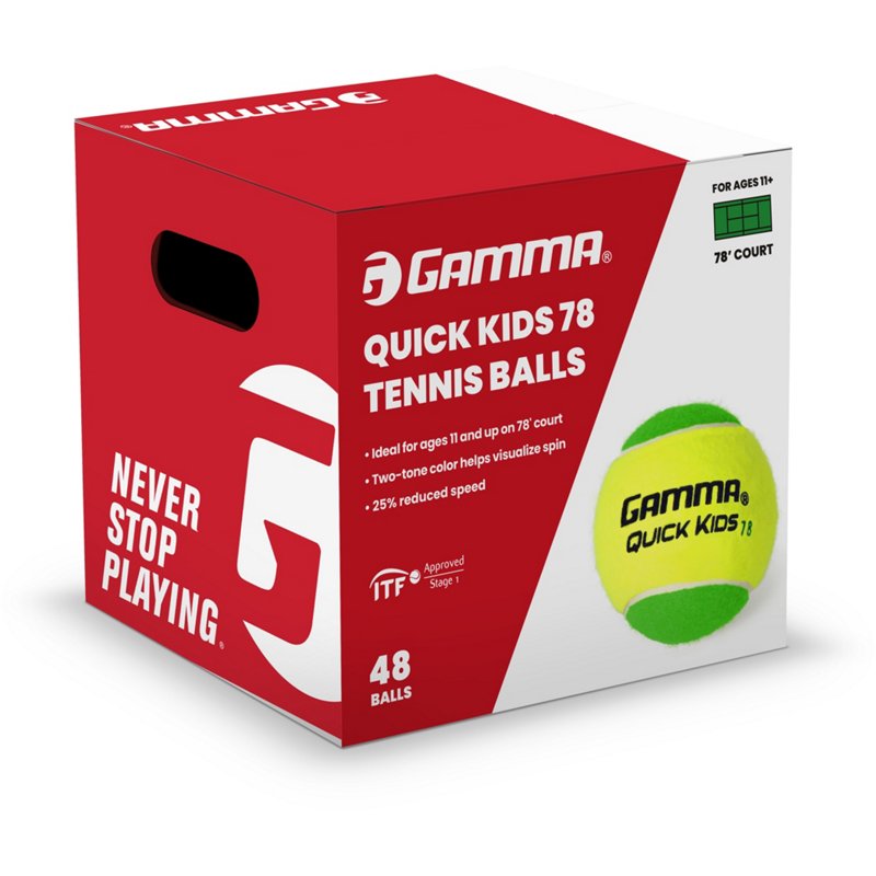 GAMMA Sports 2024 Quick Kids 78 Tennis Ball 48 Ball Box Green/Yellow - Tennis at Academy Sports