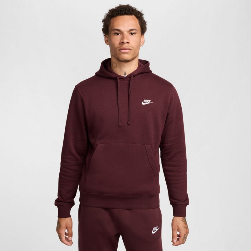 Nike Men's Sportswear Club Fleece Pullover Hoodie Dark Red, Medium - Men's Athletic Fleece at Academy Sports