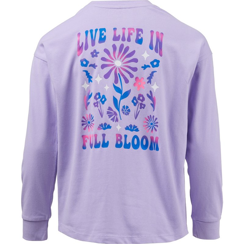 BCG Girls' Lifestyle Long Sleeve Cotton Life Bloom Tee Purple Rose, Small - Girls Athl Tops at Academy Sports