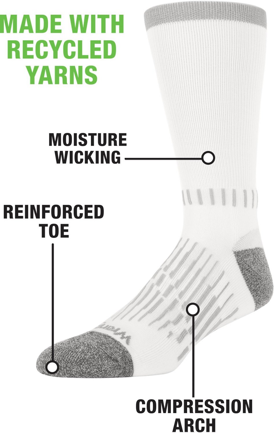 Wrangler Men's Durable Peak Half Cushion Crew Work Socks 6pk - view number 2