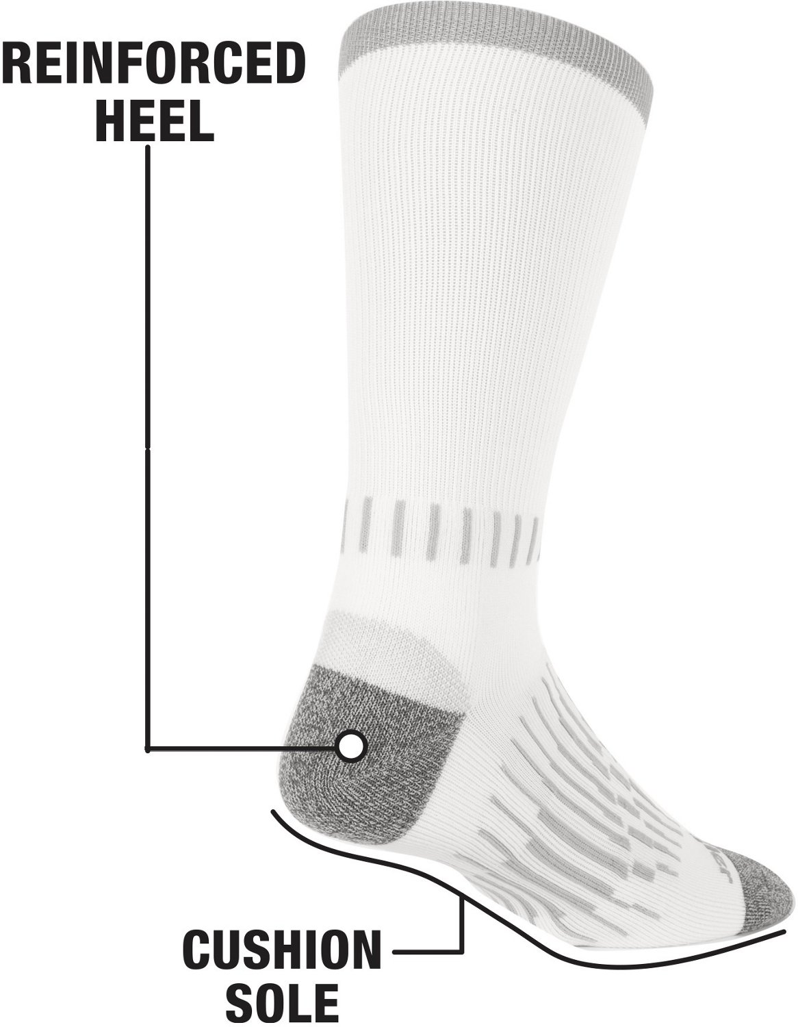 Wrangler Men's Durable Peak Half Cushion Crew Work Socks 6pk - view number 3