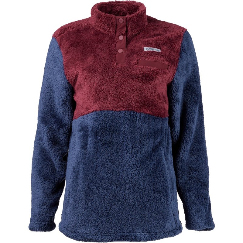 Magellan Outdoors Women's Campfire Mixed Media Long Sleeve Fleece Sweatshirt Maroon, Small - Women's Outdoor Long-Sleeve Tops at Academy Sports