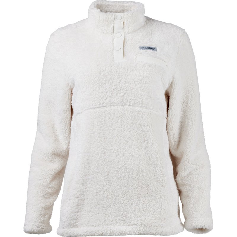 Magellan Outdoors Women's Campfire Mixed Media Long Sleeve Fleece Sweatshirt White, Small - Women's Outdoor Long-Sleeve Tops at Academy Sports