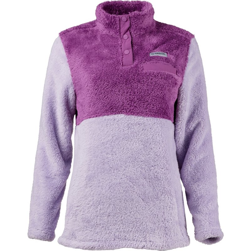 Magellan Outdoors Women's Campfire Mixed Media Long Sleeve Fleece Sweatshirt Light Purple, 2X-Large - Women's Outdoor Long-Sleeve Tops