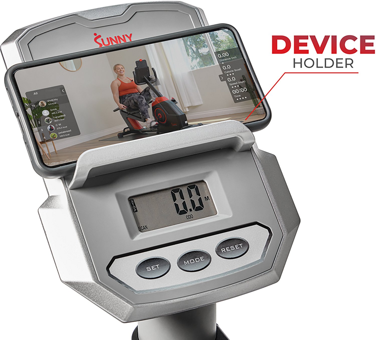 Sunny Health & Fitness Essentials Series Magnetic Smart Recumbent Bike with Bluetooth - view number 4