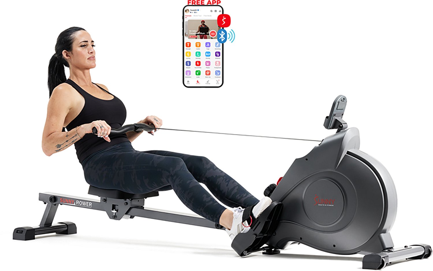 Sunny Health & Fitness SMART Compact Foldable Magnetic Rowing Machine with Bluetooth                                             - view number 3