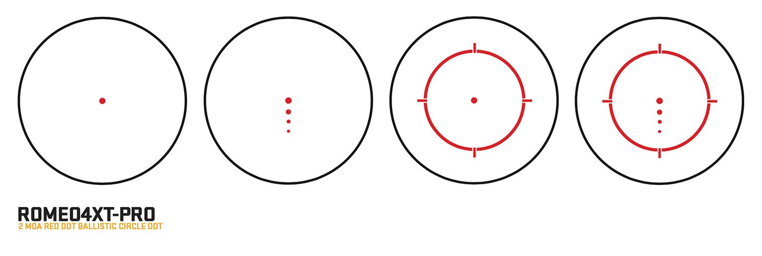 SIG SAUER ROMEO4XT Pro 1 x 20mm 2 MOA Red Ballistic Circle Dot Multi Reticle Sight - view number 3