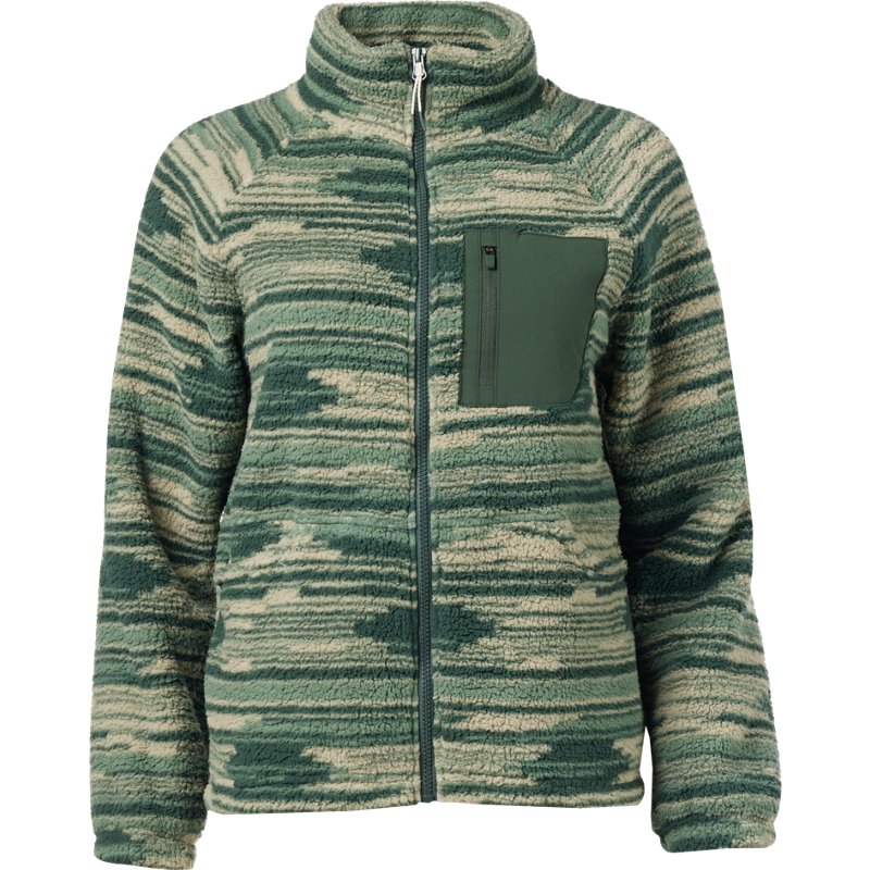 Magellan Outdoors Women's Campfire Sherpa Print Jacket Deep Forest Stripe - Women's Outdoor Long-Sleeve Tops at Academy Sports