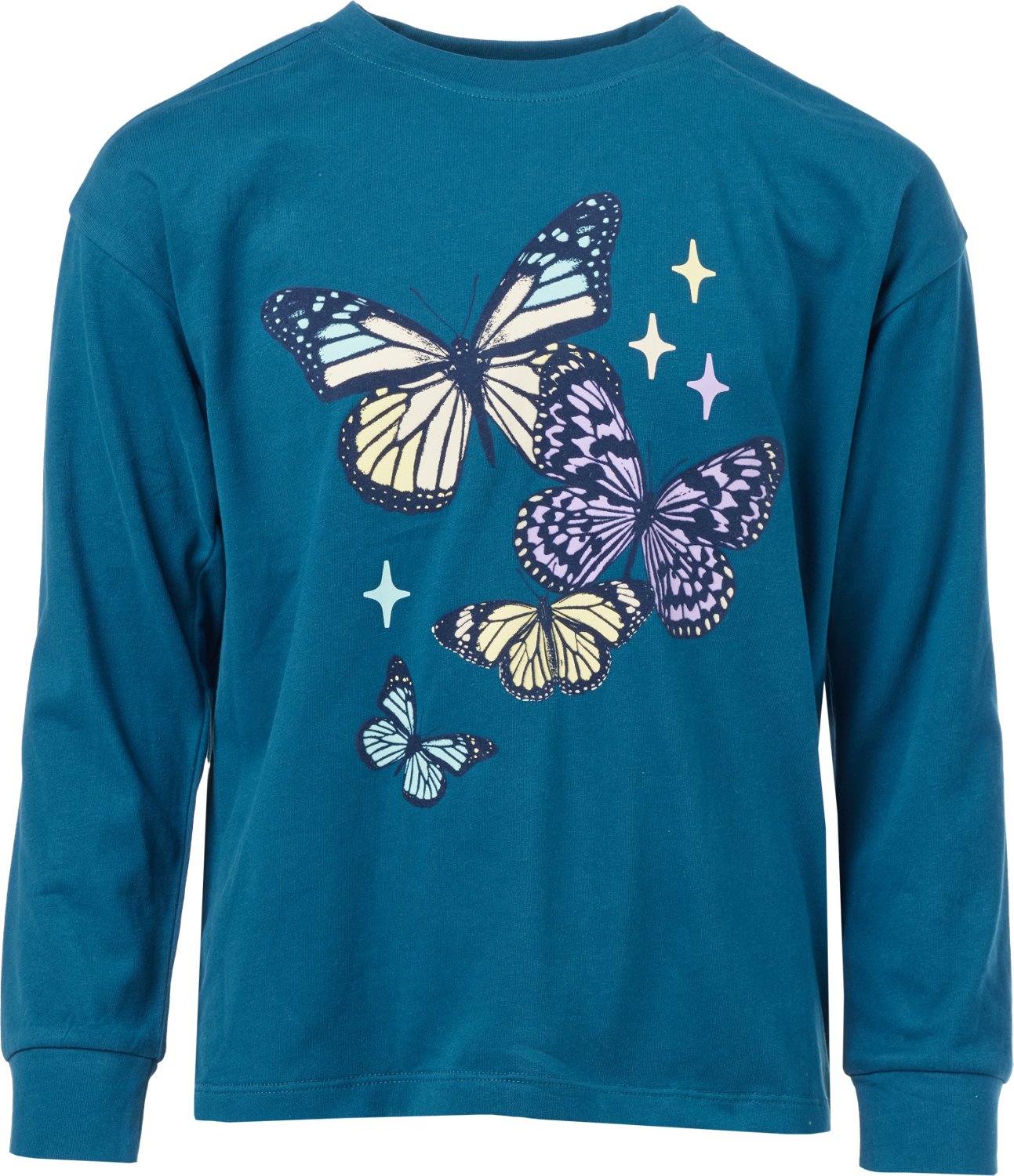 BCG Girls' Lifestyle Long Sleeve Cotton Sparkle Bfly Tee                                                                         - view number 1