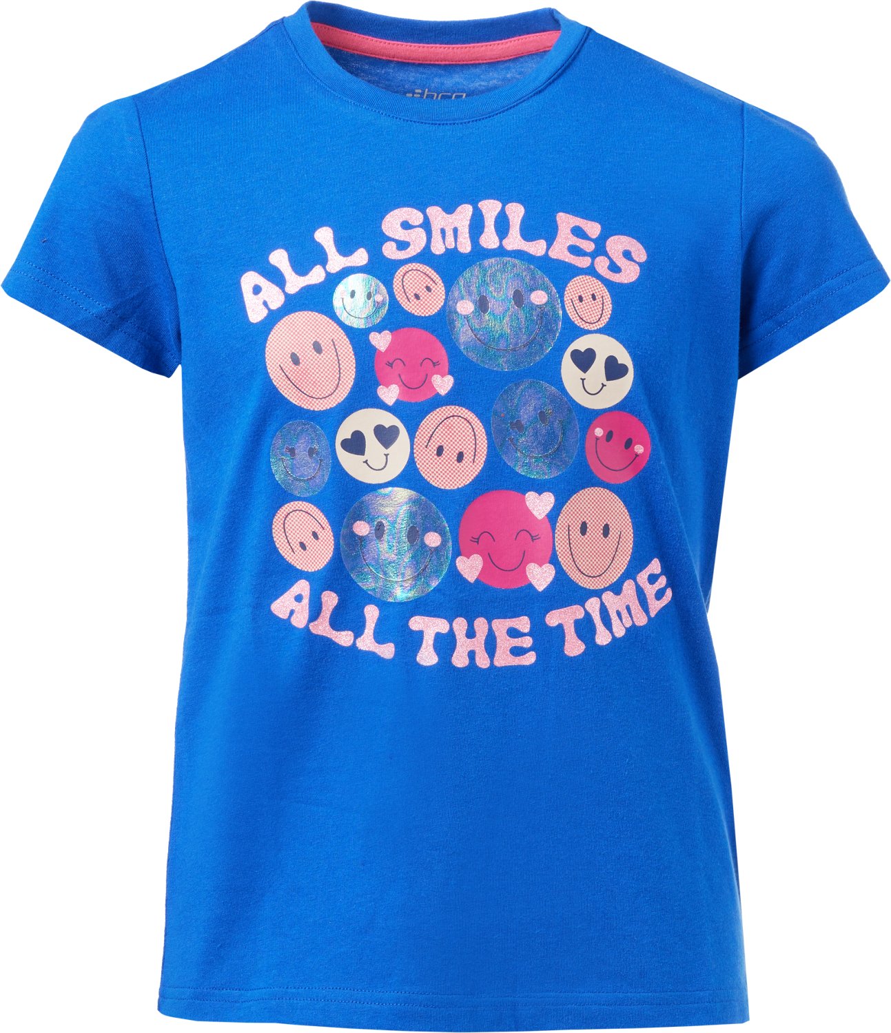 BCG Girls' Lifestyle Short Sleeve Cotton All Smiles Tee