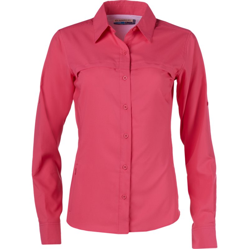Magellan Outdoors Women's Overcast Long Sleeve Fishing Shirt Dark Pink, Small - Women's Fishing Tops at Academy Sports