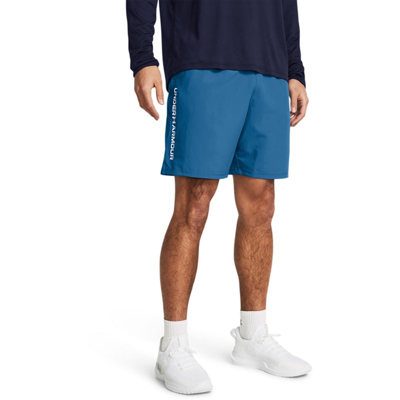 Under Armour Men's Woven Wordmark Shorts 8.25 in Photon Blue/White, X-Large - Men's Athletic Performance Bottoms at Academy Sports