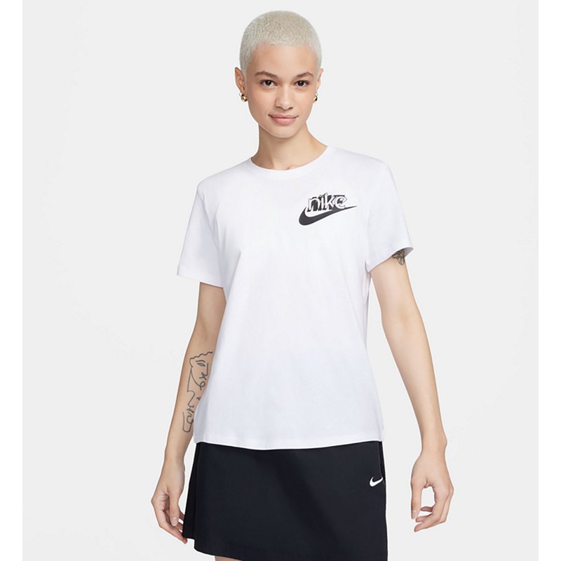 Nike Women's NSW Club LBR Short Sleeve Shirt White, Medium - Women's Core/Basic Tops at Academy Sports