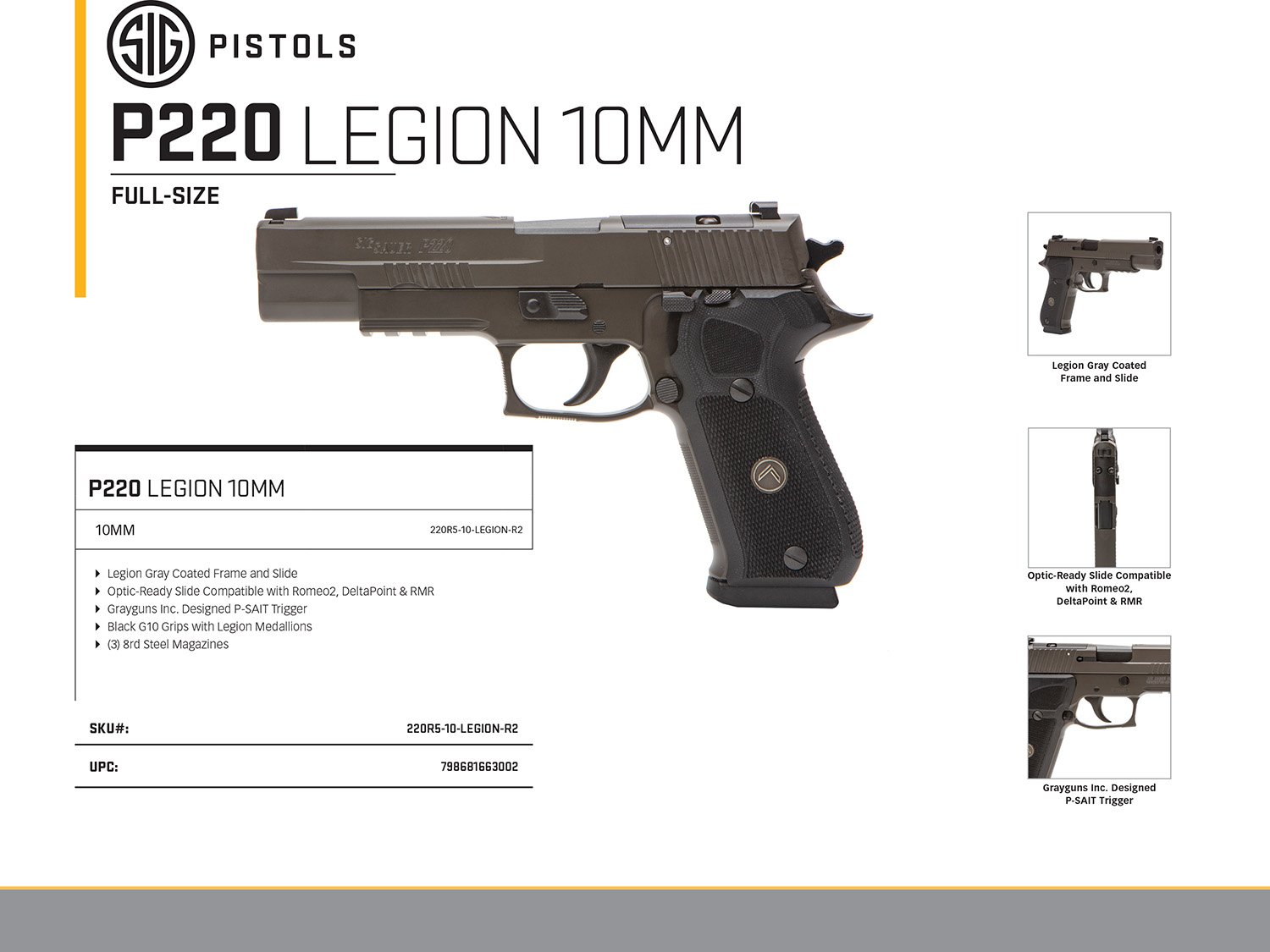 SIG SAUER P220 Legion 10mm Auto Single/Double-Action Pistol - view number 2