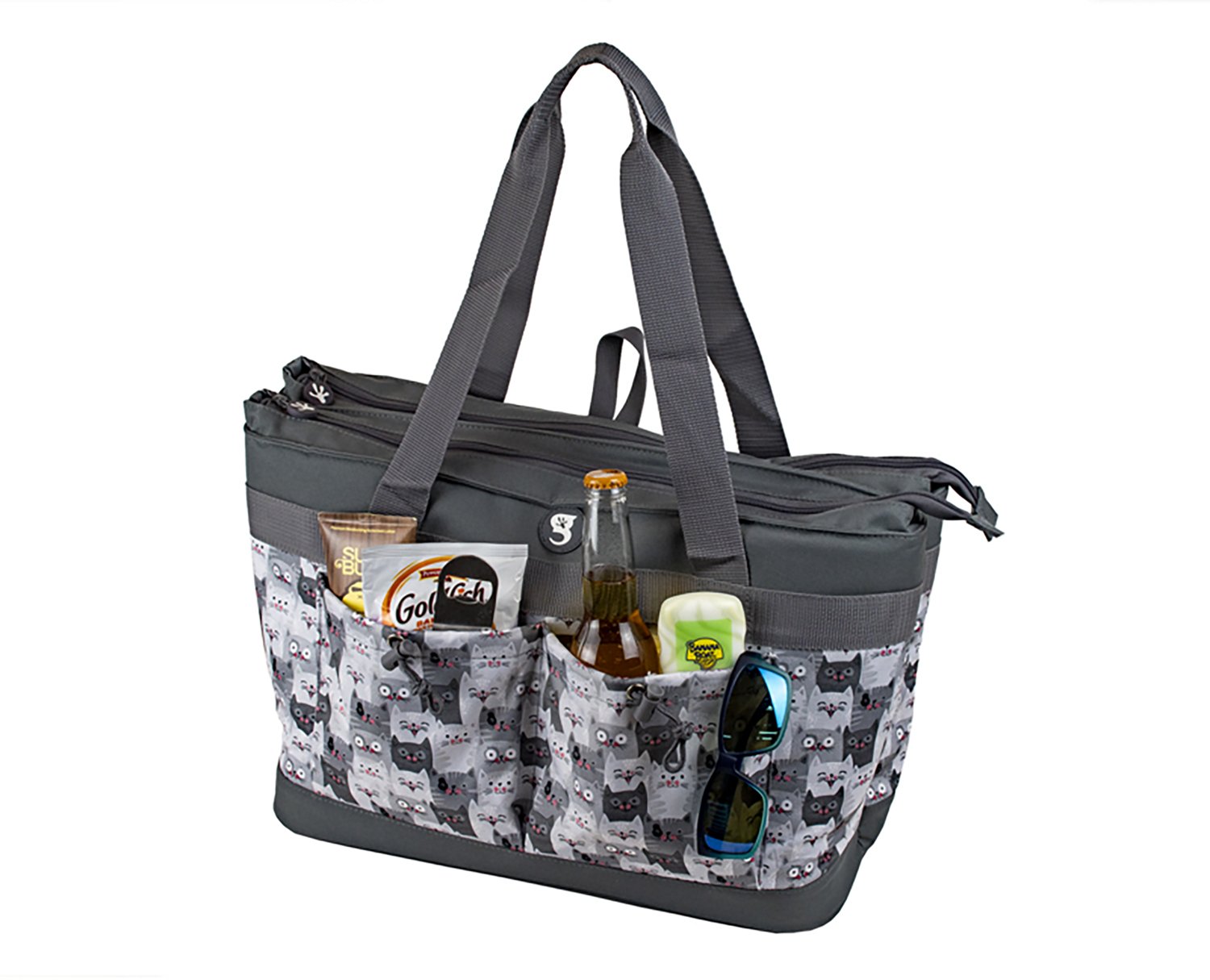 geckobrands Cats Print 2 Compartment 40 Can Tote Cooler - view number 2