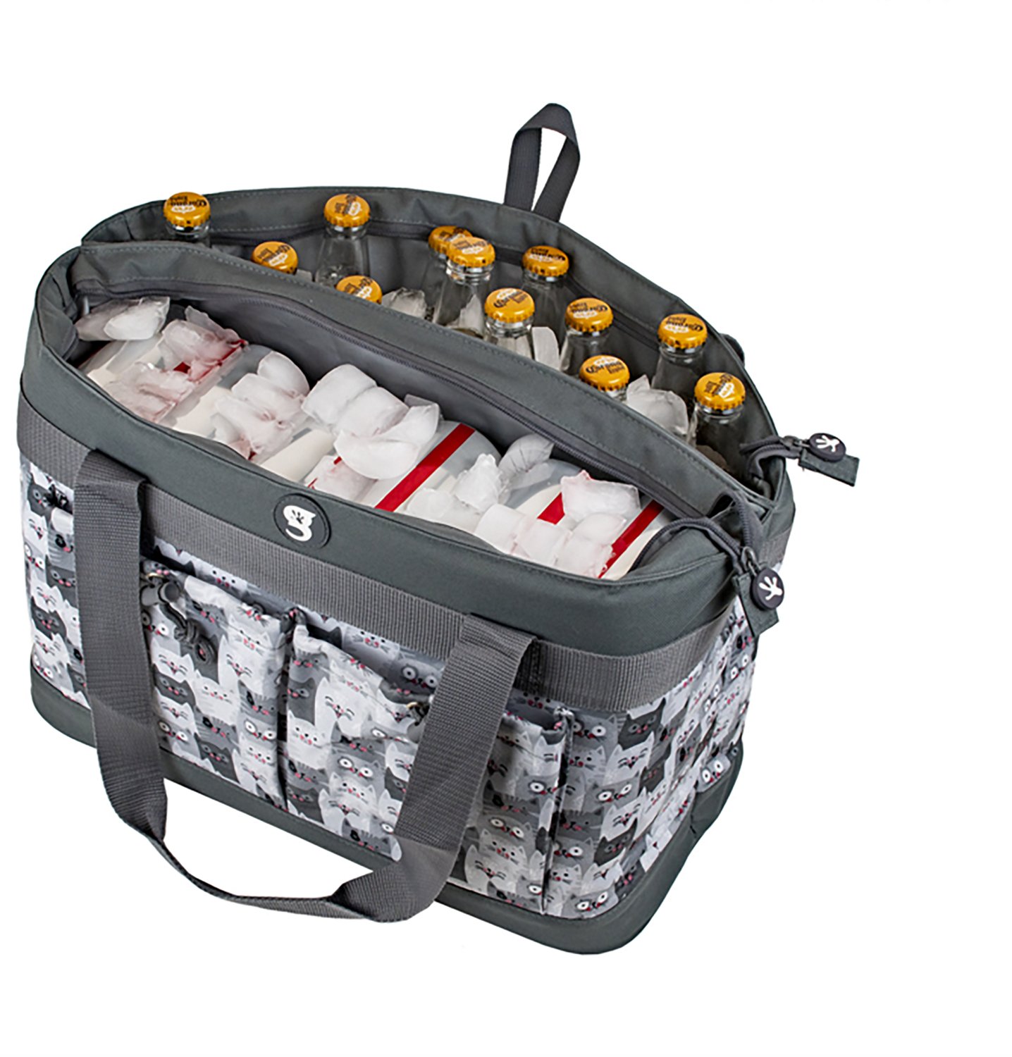 geckobrands Cats Print 2 Compartment 40 Can Tote Cooler - view number 3