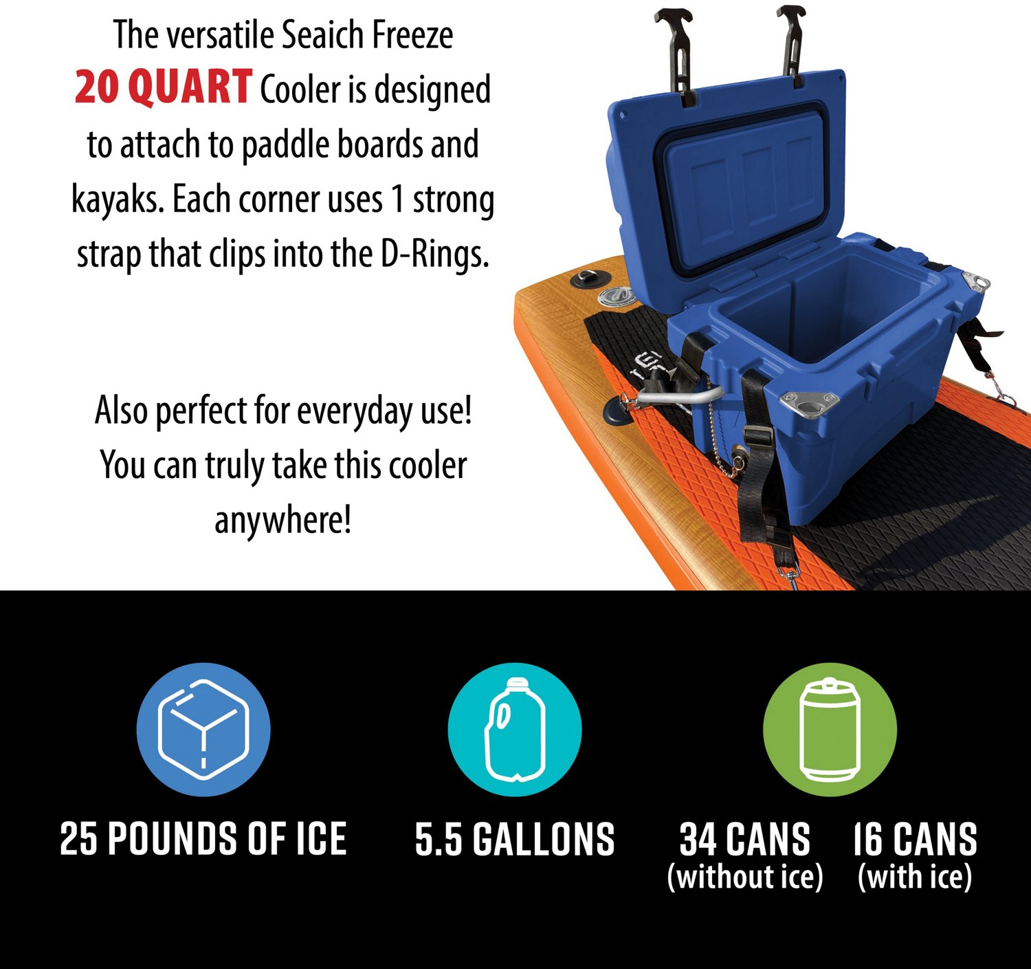 Waimea Bay 20qt Strap Down Cooler Blue - view number 3