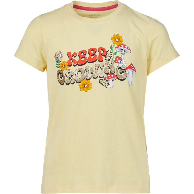 BCG Girls' Lifestyle Short Sleeve Cotton Keep Growing Tee Pale Banana, X-Small - Girl's Athletic Tops at Academy Sports