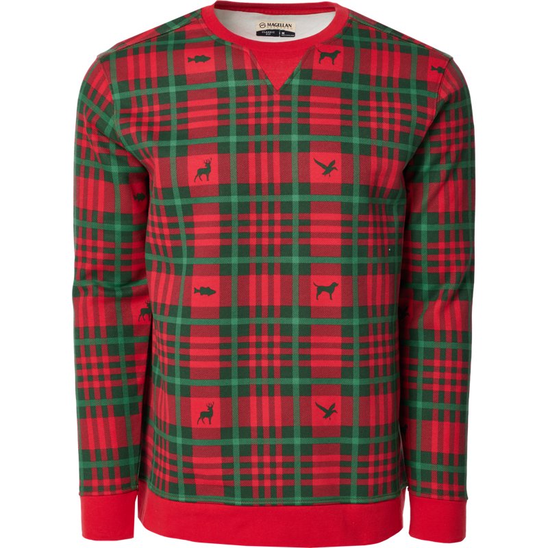 Magellan Outdoors Men’s Holiday Fleece Crew Neck Sweatshirt Red Plaid, 3X-Large - Men's Longsleeve Outdoor Tops at Academy Sports