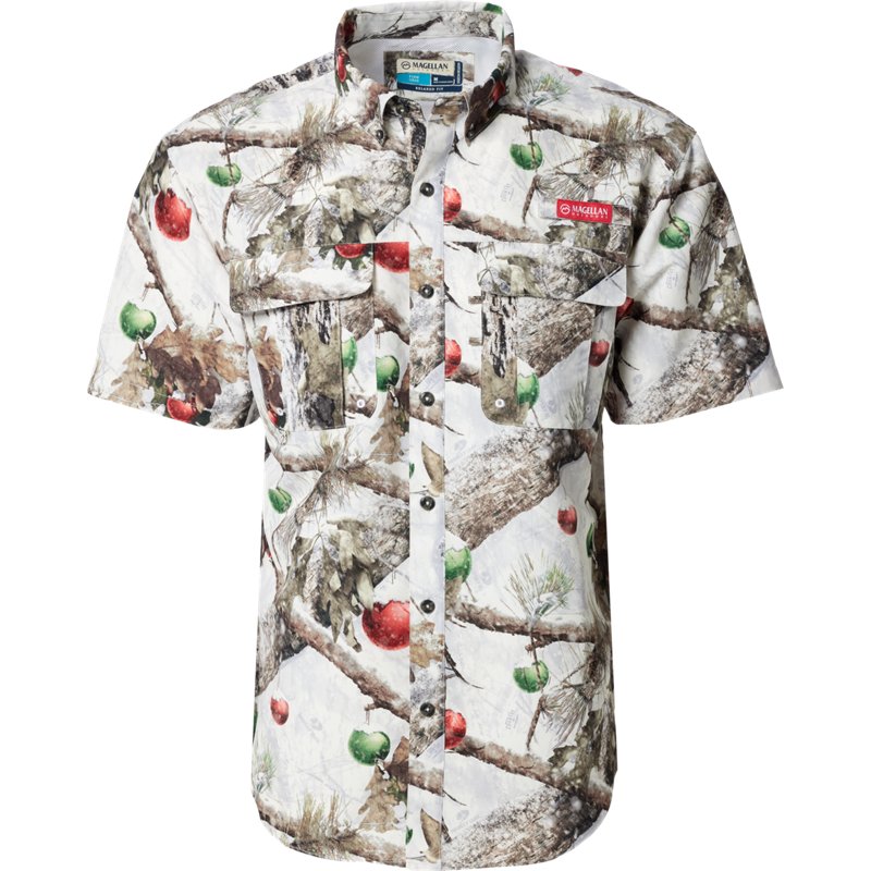 Magellan Outdoors Men's Laguna Madre Holiday MO Snowdrift Button-Down Fishing Shirt, Medium - Men's Fishing Tops at Academy Sports