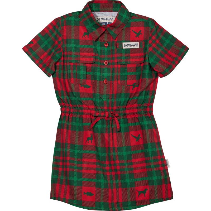 Magellan Outdoors Toddler Girls' Holiday Short Sleeve Fishing Dress Red Plaid, 2 Toddler - Apparel , Girl's Apparel at Academy Sports