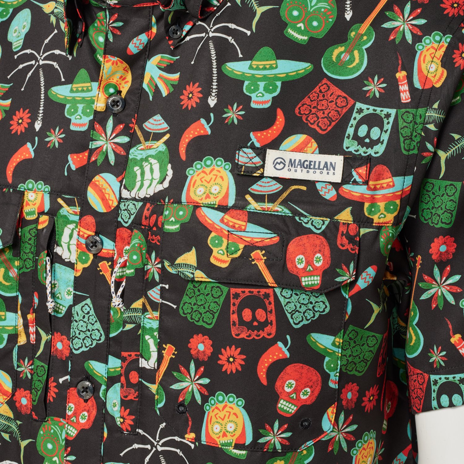 Magellan Outdoors Men's  Dia De Los Muertos Print Short Sleeve Fishing Shirt - view number 3