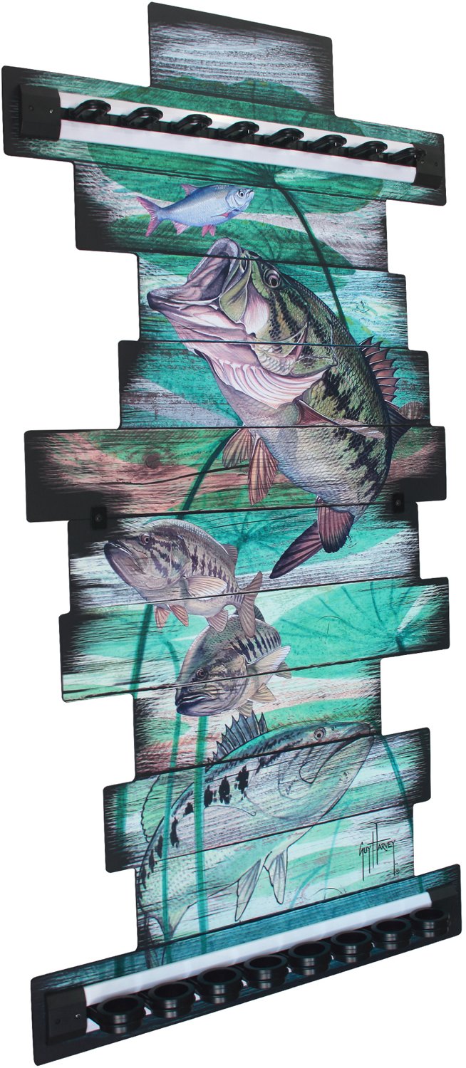 Rush Creek Guy Harvey Fish 8-Rod Wall Storage Rack