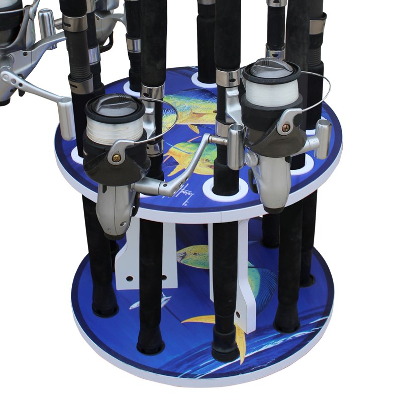 Rush Creek Guy Harvey 9-Rod Spinning Storage Rack Mahi - Rod And Reel Storage at Academy Sports