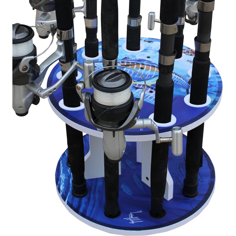 Rush Creek Guy Harvey 9-Rod Spinning Storage Rack Wahoo - Rod And Reel Storage at Academy Sports