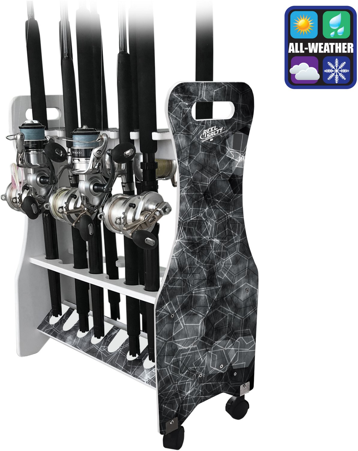 Rush Creek Offshore Inshore Saltwater Waterproof 16-Rod Rolling Floor Rack - view number 5