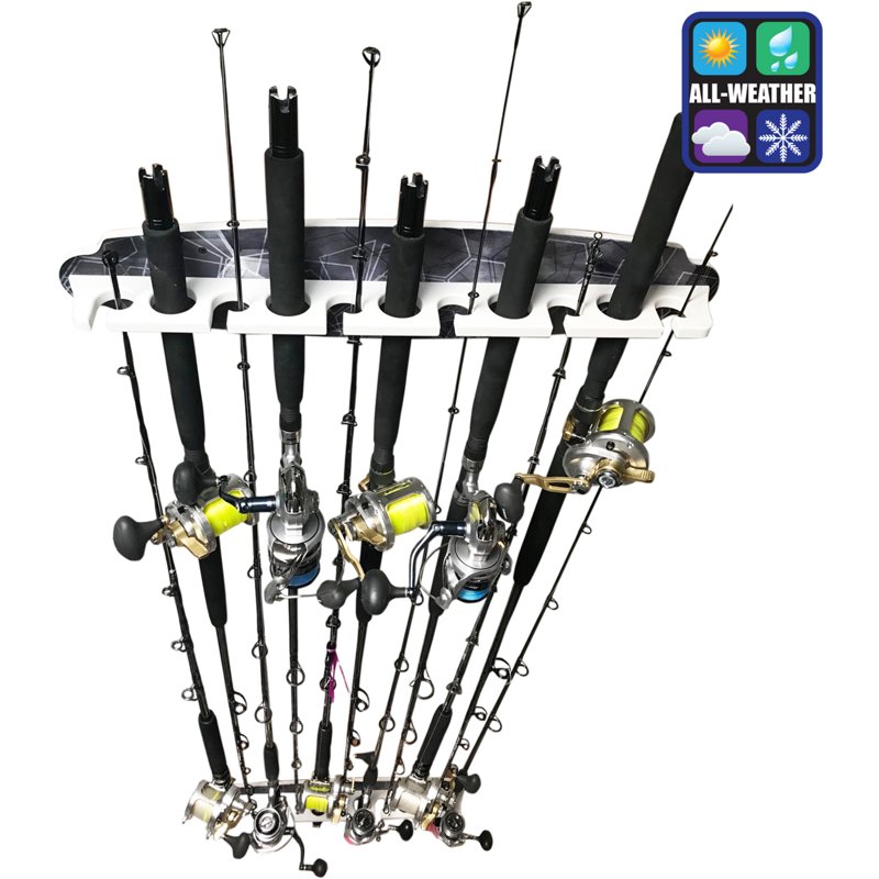 Rush Creek Offshore Inshore Saltwater Waterproof 11-Rod Wall Ceiling Rack Gray - Rod And Reel Storage at Academy Sports
