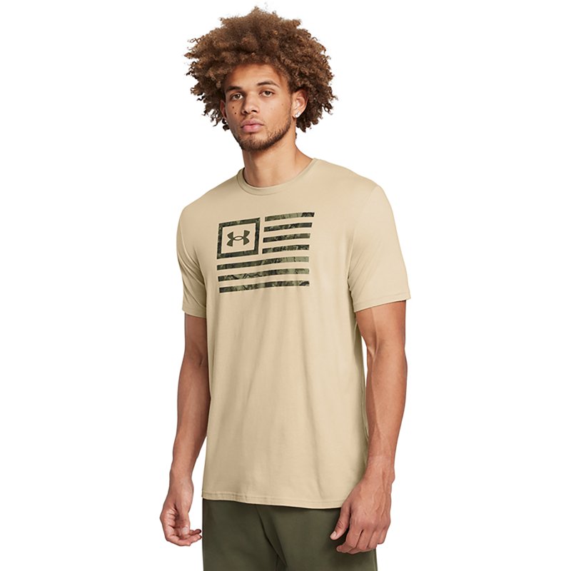 Under Armour Men's Freedom Flag Short Sleeve T-Shirt Beige/Dark Green, Small - Men's Outdoor Graphic Tees at Academy Sports