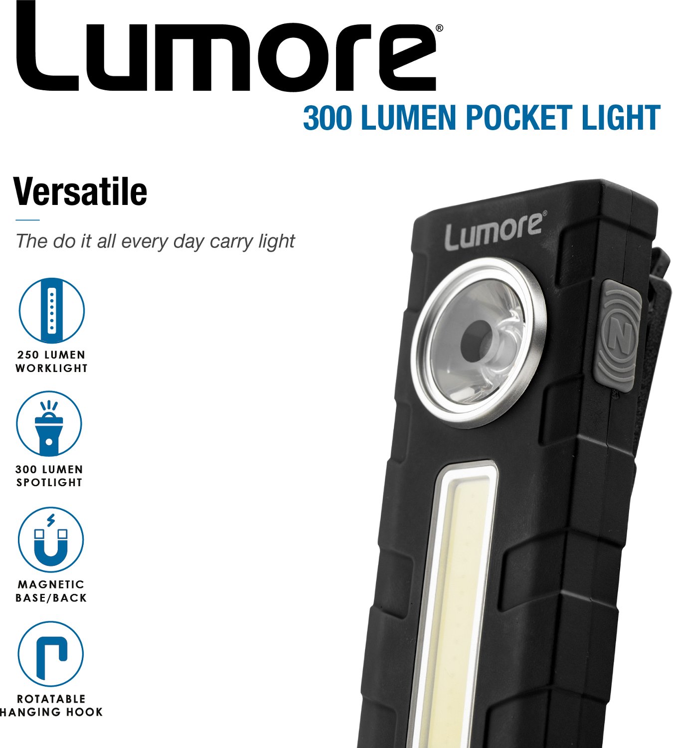 Lumore 300 Lumen Spot Light and 250 Lumen Work Pocket Light 2-N-1 Task Light - view number 2