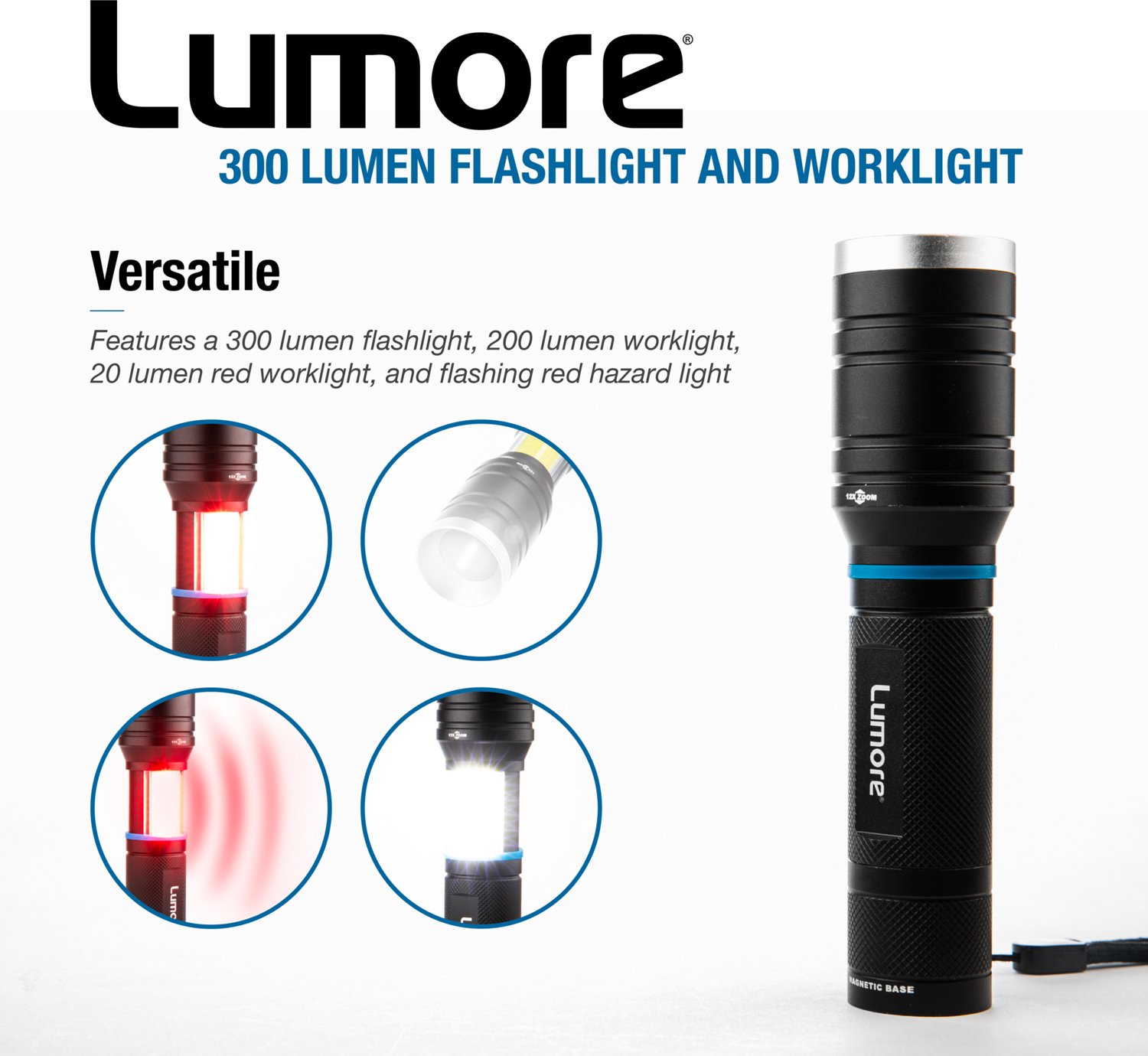 Lumore 300 Lumen Flashlight and 200 Lumen Sliding Work Light 2-N-1 Light                                                         - view number 2
