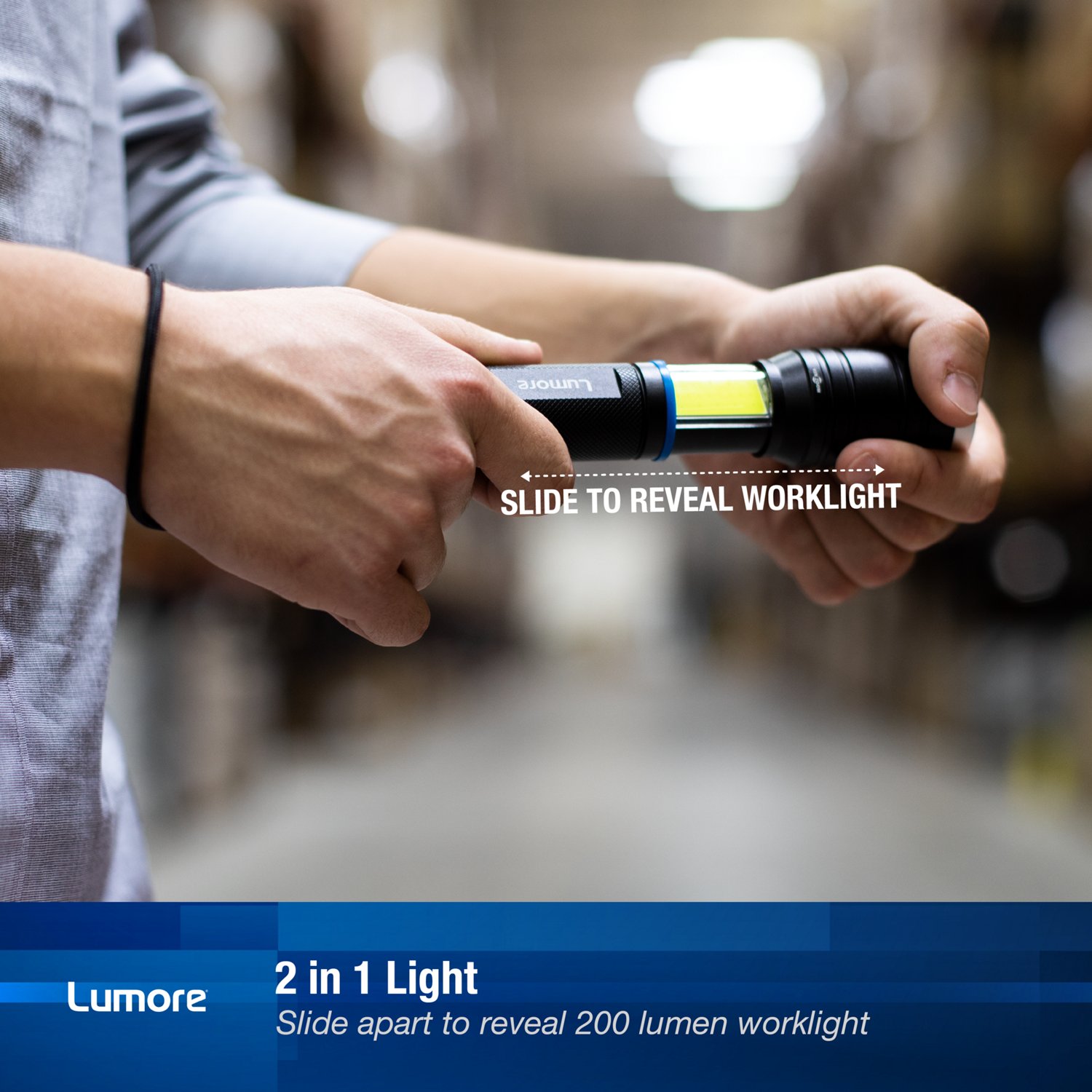 Lumore 300 Lumen Flashlight and 200 Lumen Sliding Work Light 2-N-1 Light                                                         - view number 3