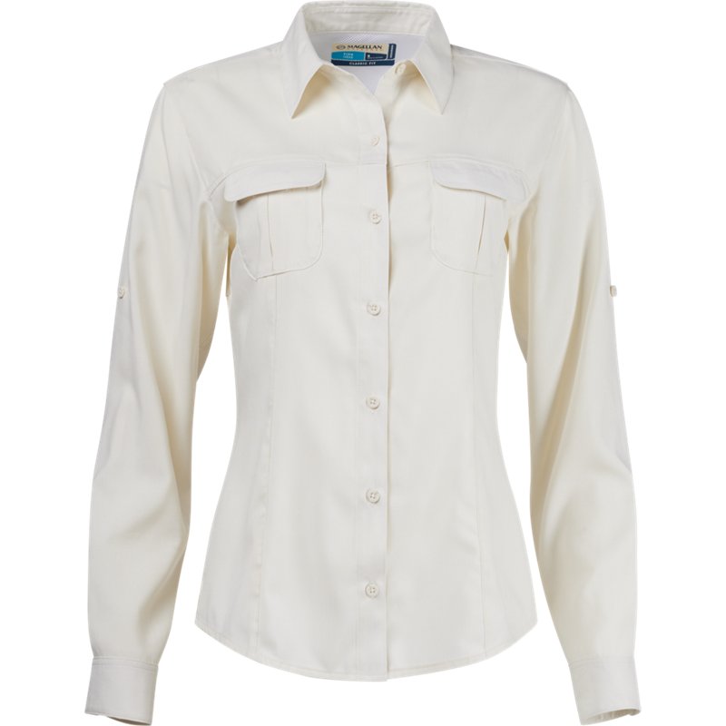 Magellan Outdoors Women's Aransas Pass Long Sleeve Shirt Whisper White, X-Small - Women's Fishing Tops at Academy Sports