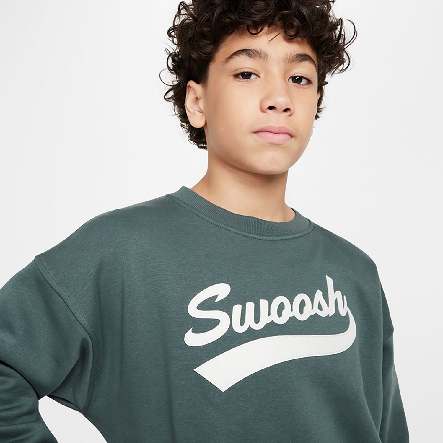 Nike Sportswear Girl's Club Fleece Oversized Cozy Crew-Neck Sweatshirt - view number 3