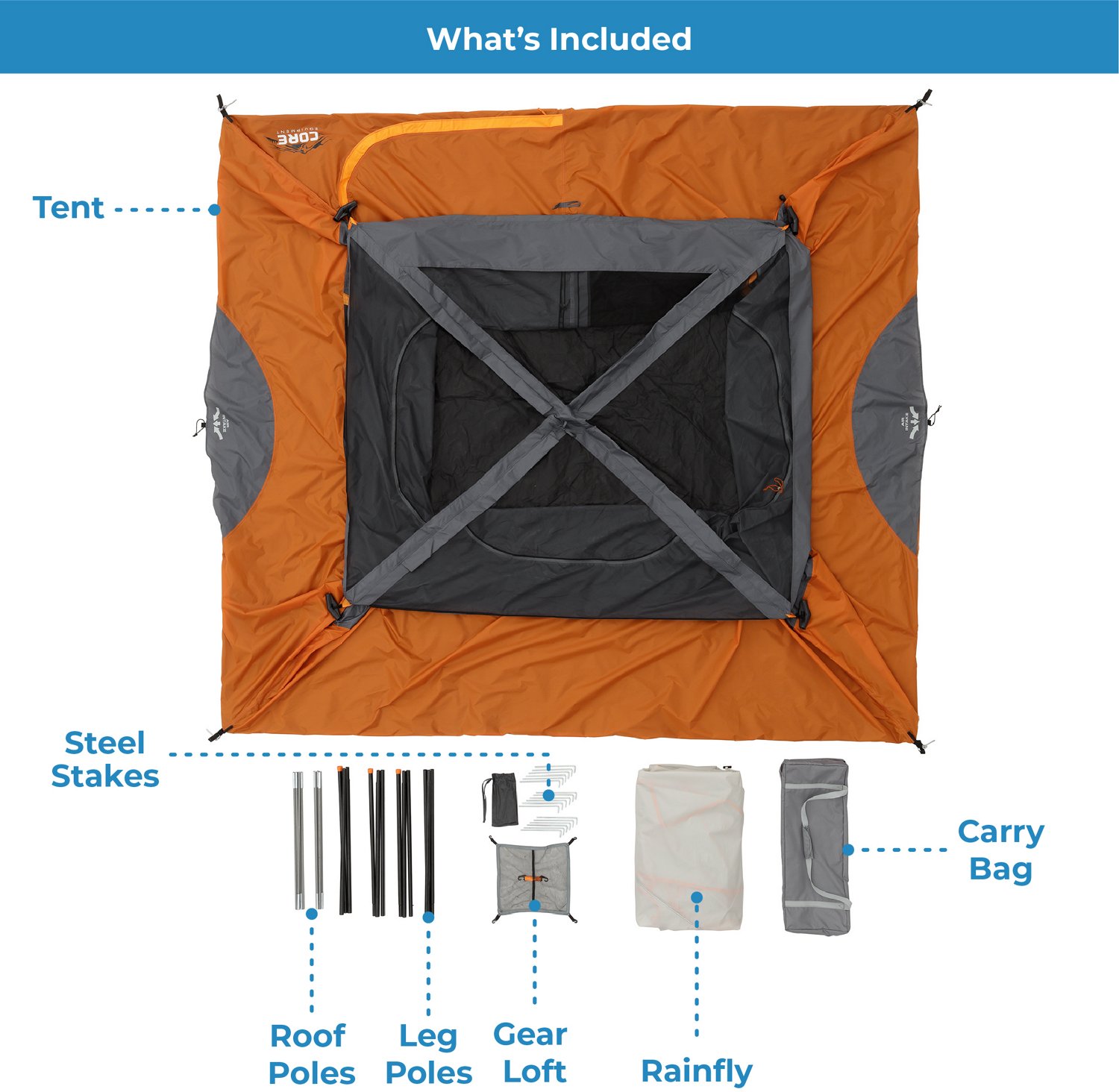 CORE Equipment 6 Person Straight Wall Cabin Tent                                                                                 - view number 8