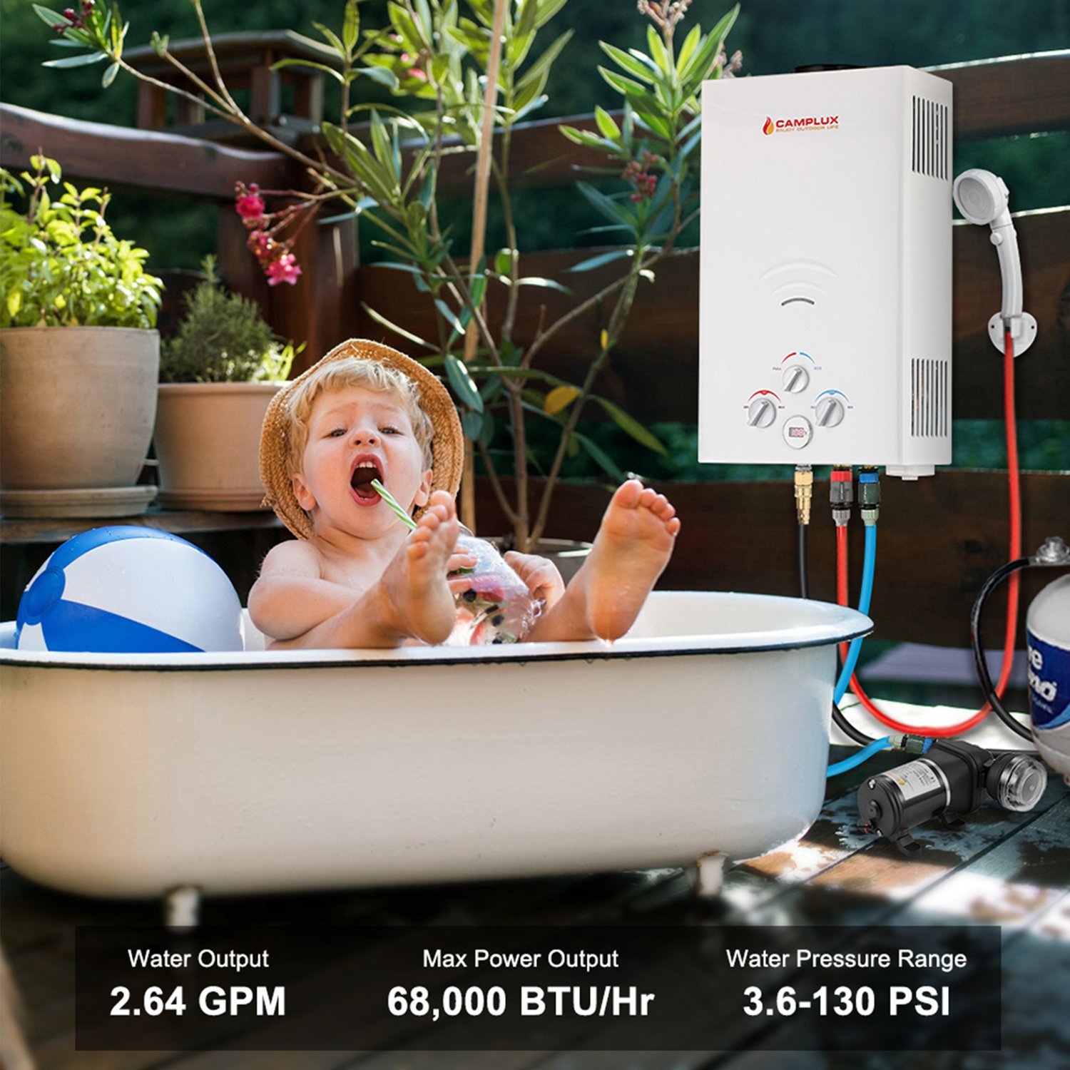 CampLux 2.64 GPM 68,000 BTU Outdoor Portable Propane Tankless Water Heater                                                       - view number 7